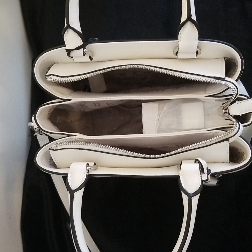SOLD DKNY| Vegan White Graffiti Satchel/Crossbody Paige Md - Picture 9 of 12